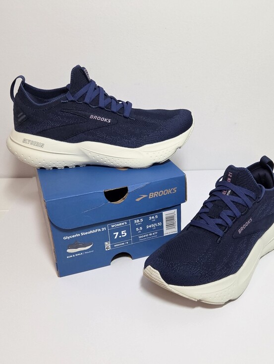 Brooks Shoes - Brooks Glycerin 21 StealthFit Running Shoes - Navy Blue - Size 7.5 M